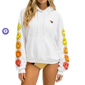 Aviator Nation Smiley Sunset Relaxed Pullover Hoodie M